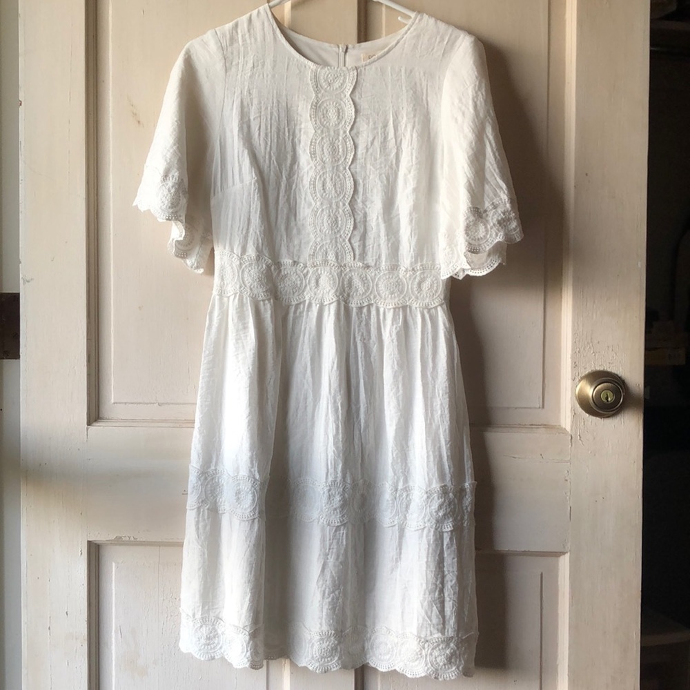 Roolee White Lace Lined Dress